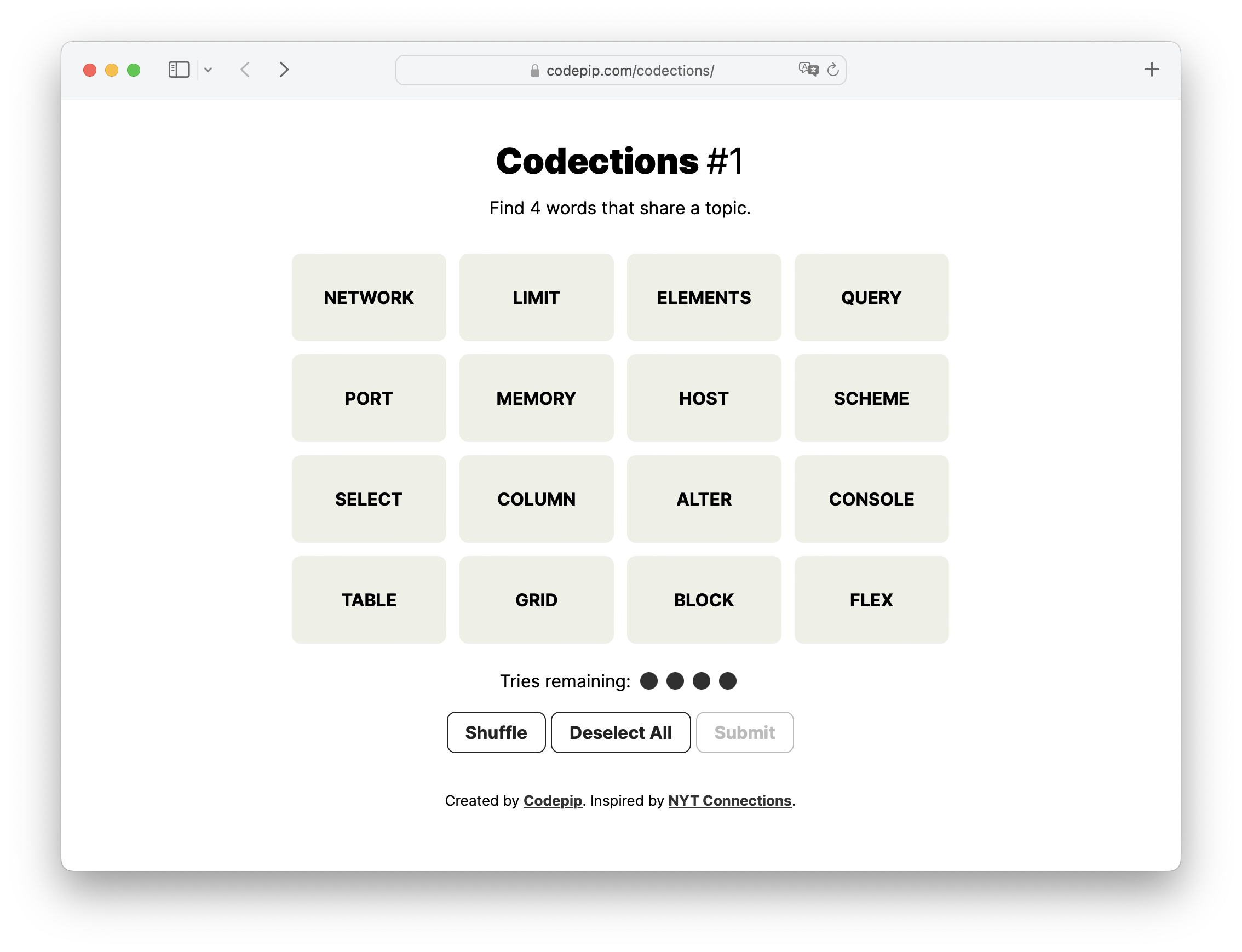 Codections Browser Screenshot